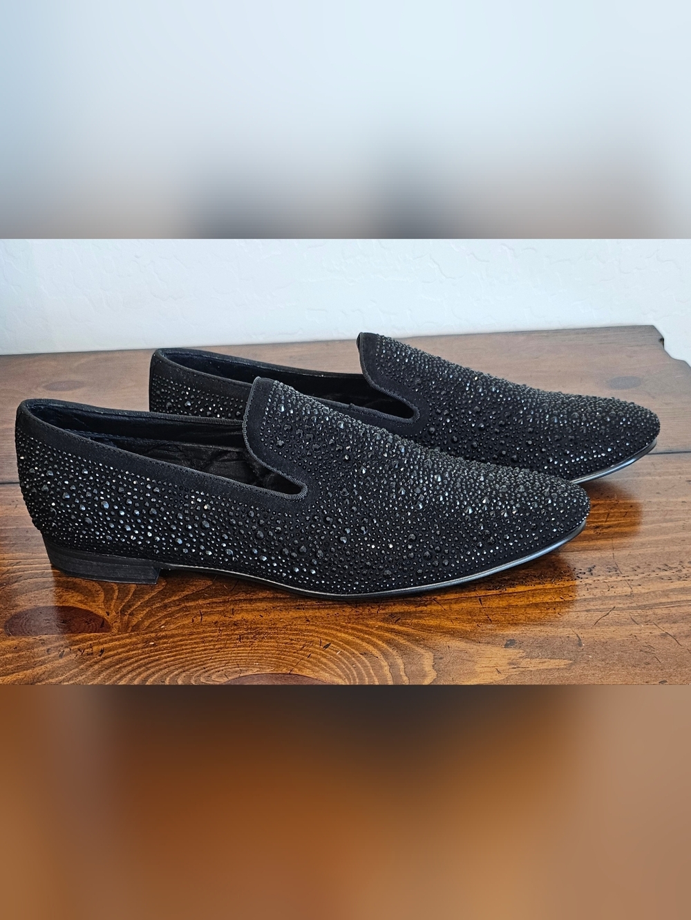Steve Madden Black Rhinestone Slip-On Loafers/Shoes Men Sz 8, 9 10.5 & 11.5 NWOB